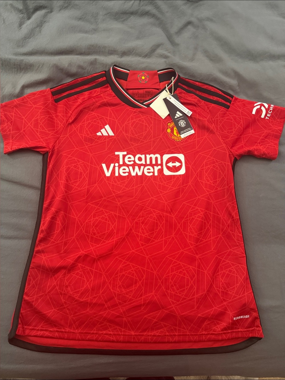 adidas Red Manchester United Home Jersey with Black Accents